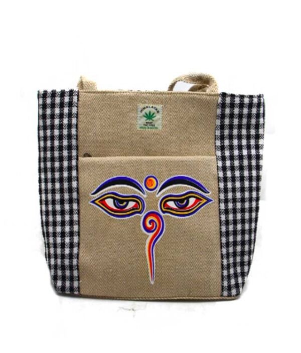 Print hemp grocery shopping bag made in Nepal